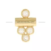 Perle tube avec 4 oxydes de zirconium 11x7 mm - Crystal - Plaqué Or 3 microns x1