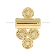 Perle tube avec 4 petits ronds striés 12x7 mm - Plaqué Or 3 microns x1