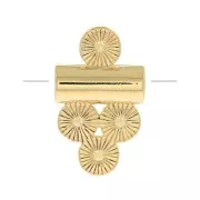 Perle tube avec 4 petits ronds striés 12x7 mm - Plaqué Or 3 microns x1