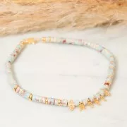 Perle tube avec 4 petits ronds striés 12x7 mm - Plaqué Or 3 microns x1