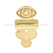 Perle tube avec 3 petits ronds et oeil 13x7 mm - Plaqué Or 3 microns x1|raw }}