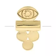 Perle tube avec 3 petits ronds et oeil 13x7 mm - Plaqué Or 3 microns x1