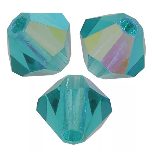 Perles toupies Preciosa - Rondelle Bead 4 mm - Blue Zircon AB x30