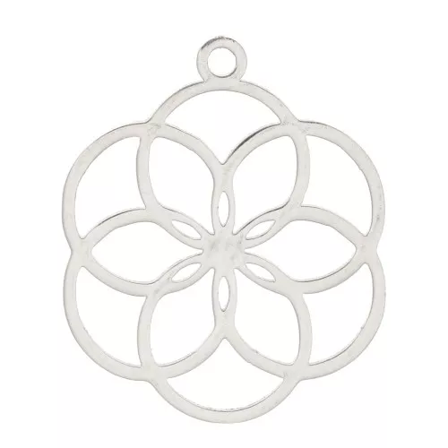 Pendentif rosace évidé 22x18 mm - Acier inoxydable x1