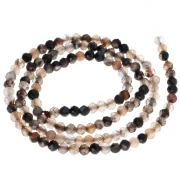 Perles rondes facettées 3 mm pierre gemme Agate teintée - Marron x37 cm