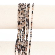 Perles rondes facettées 3 mm pierre gemme  Agate teintée - Marron x37 cm