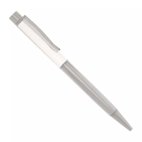 Stylo à bille à décorer avec des perles - résine - polymère - Argenté x1