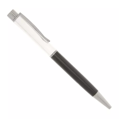 Stylo à bille à décorer avec des perles - résine - polymère - Argenté - Noir x1