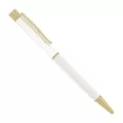 Stylo à bille à décorer avec des perles - résine - polymère - Doré - Blanc x1