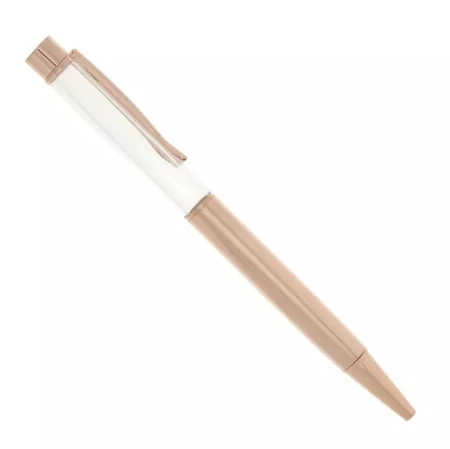 Stylo à bille à décorer avec des perles - résine - polymère - Doré rose x1