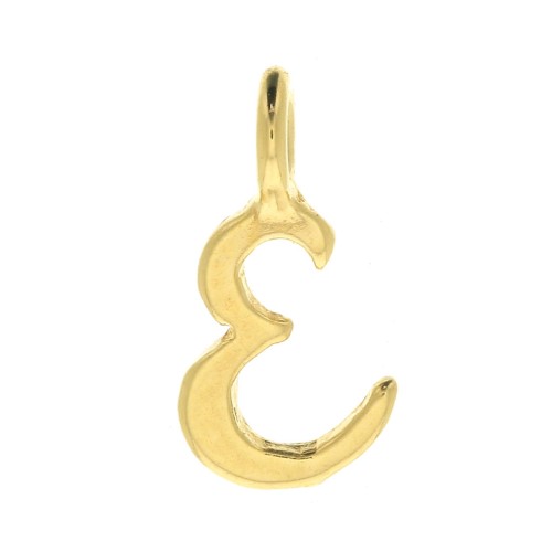 Breloque lettre alphabet 10 mm - police italique - E - Plaqué Or 3 microns x1