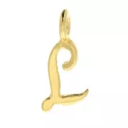 Breloque lettre alphabet 10 mm - police italique - L - Plaqué Or 3 microns x1