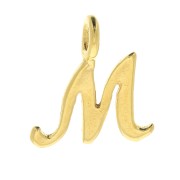 Breloque lettre alphabet 10 mm - police italique - M - Plaqué Or 3 microns x1