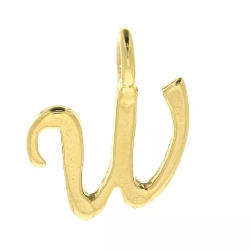 Breloque lettre alphabet 10 mm - police italique - W - Plaqué Or 3 microns x1
