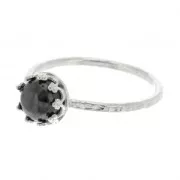 Bague fine martelée pour cabochon 6 mm - Taille 57 - Argent 925 x1