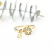 Bague fine martelée pour cabochon 6 mm - Taille 57 - Argent 925 x1