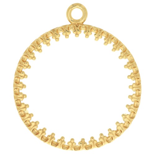 Pendentif rond travaillé pour cabochon plat 20 mm - Plaqué Or 3 microns x1