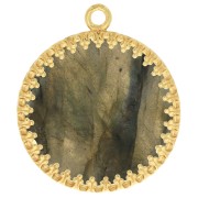 Pendentif rond travaillé pour cabochon plat 20 mm - Plaqué Or 3 microns x1