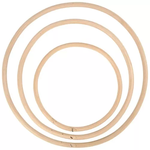 Assortiment de 3 cercles en bambou pour attrape rêve et décoration - Naturel