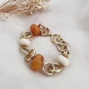 Perle rondelle en résine translucide 14x8 mm - Abricot marbré x1