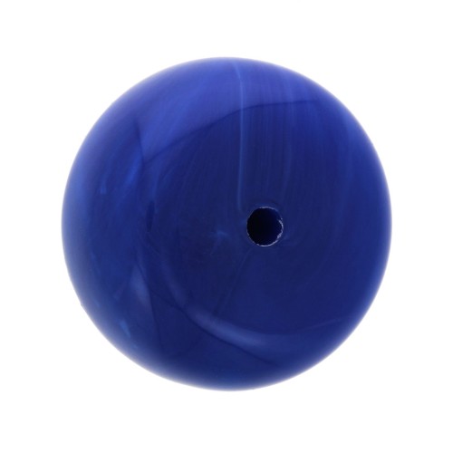 Perle rondelle en résine opaque 14x8 mm - Bleu royal marbré x1