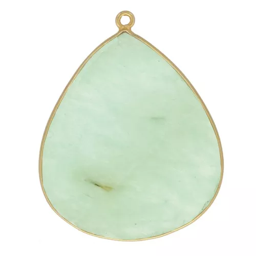 Pendentif goutte en pierre gemme 39x31 mm Argent 925 Doré à l'or fin Amazonite x1