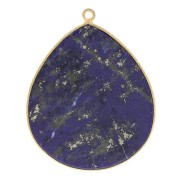 Pendentif goutte pierre gemme 39x31 mm Argent 925 Doré à l'or fin Lapis lazuli x1