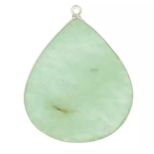 Pendentif goutte en pierre gemme 39x31 mm - Argent 925 - Amazonite x1