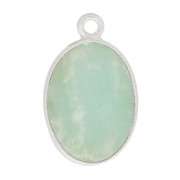 Pendentif ovale en pierre gemme 18x11mm - Argent 925 - Amazonite x1