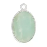 Pendentif ovale en pierre gemme 18x11mm - Argent 925 - Amazonite x1