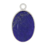 Pendentif ovale en pierre gemme 18x11mm - Argent 925 - Lapis lazuli x1