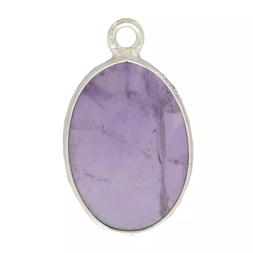 Pendentif ovale en pierre gemme 18x11mm - Argent 925 - Amethyste x1