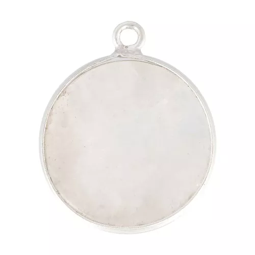 Pendentif rond en pierre gemme 16 mm - Argent 925 - Pierre de lune x1