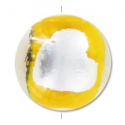 Perles rondes 14 mm décor coeur Jaune/Orange x5|raw }}