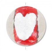 Perles rondes 14 mm décor coeur Rouge x5|raw }}