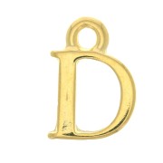 Breloque lettre alphabet 13 mm avec anneau fermé - D - Doré à l'or fin x1|raw }}