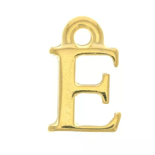 Breloque lettre alphabet 13 mm avec anneau fermé - E - Doré à l'or fin x1