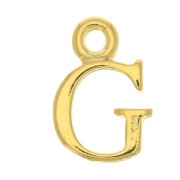 Breloque lettre alphabet 14 mm avec anneau fermé - G - Doré à l'or fin x1