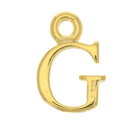 Breloque lettre alphabet 14 mm avec anneau fermé - G - Doré à l'or fin x1