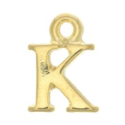 Breloque lettre alphabet 14 mm avec anneau fermé - K - Doré à l'or fin x1|raw }}