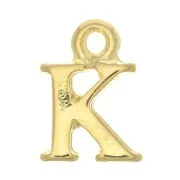 Breloque lettre alphabet 14 mm avec anneau fermé - K - Doré à l'or fin x1