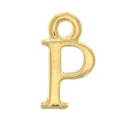 Breloque lettre alphabet 13 mm avec anneau fermé - P - Doré à l'or fin x1
