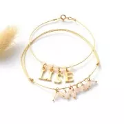 Breloque lettre alphabet 13.5 mm avec anneau fermé - T - Doré à l'or fin x1