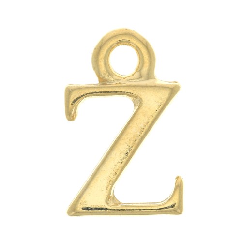 Breloque lettre alphabet 13 mm avec anneau fermé - Z - Doré à l'or fin x1