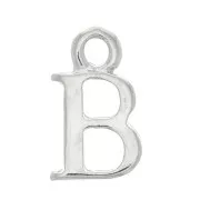 Breloque lettre alphabet 13.5 mm avec anneau fermé - B - Rhodié x1