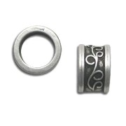 Poussoir tube pour cordon 11 mm Placage Argent fin vieilli x1