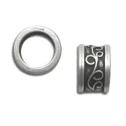 Poussoir tube pour cordon 11 mm Placage Argent fin vieilli x1