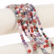 Perles hexagonales 6x5 mm - mix de pierres gemmes - Multicolore x38cm