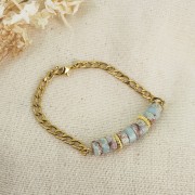 Perles Heishi rondelles - Régalite teintée 6x3 mm - Bleu clair x20