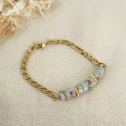 Perles rondelles Heishi - Régalite teintée 6x3 mm - Bleu clair x20